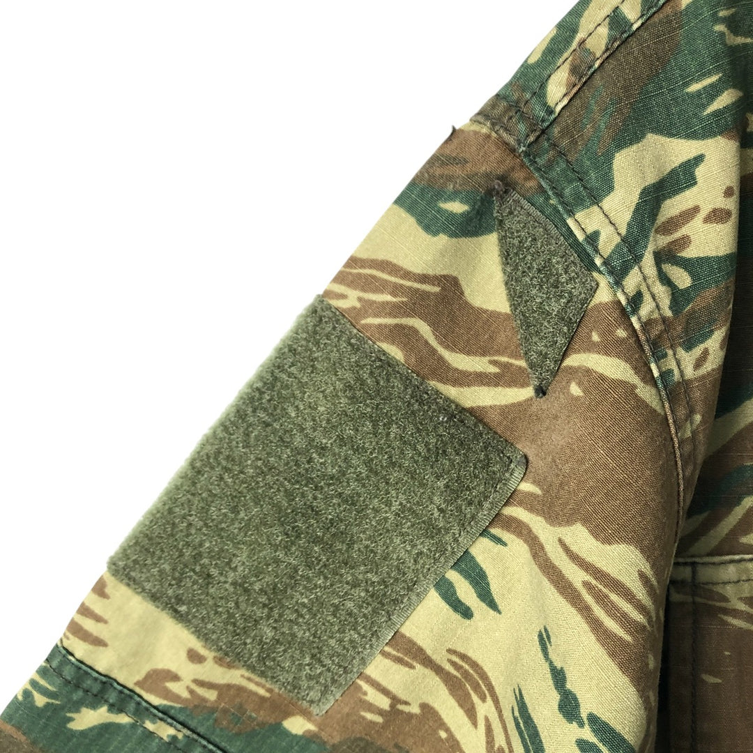 Greek Army Camouflage Pattern Lizard Camo Ripstop BDU Military Jacket Men's Size L polyester Khaki type Vintage Second Hand