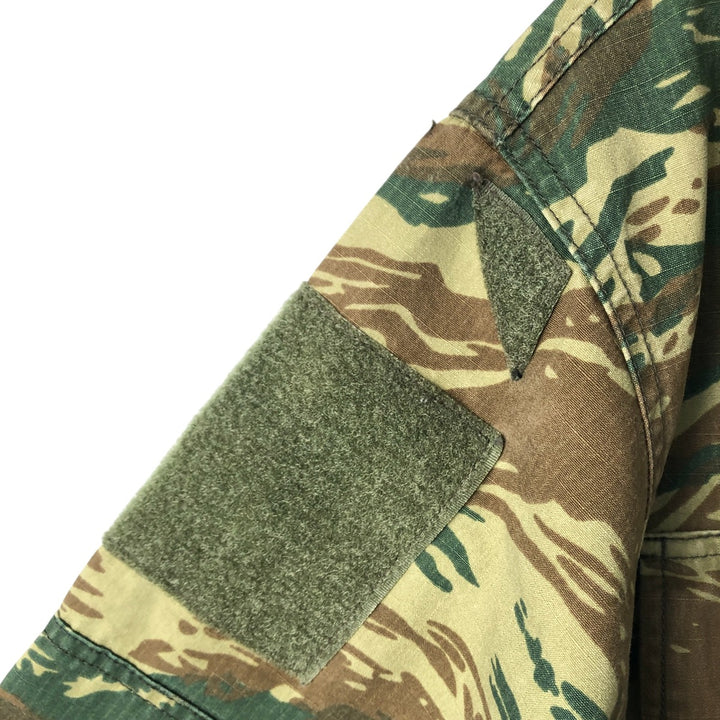 Greek Army Camouflage Pattern Lizard Camo Ripstop BDU Military Jacket Men's Size L polyester Khaki type Vintage Second Hand
