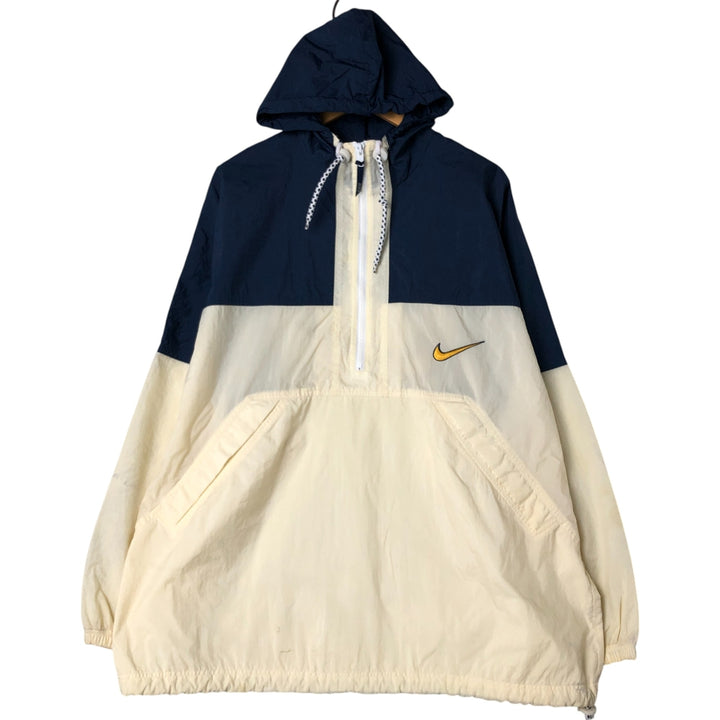 90'S Nike Back Logo Anorak Parka Men's XL Size Vintage Nylon navy blue type Vintage Second Hand