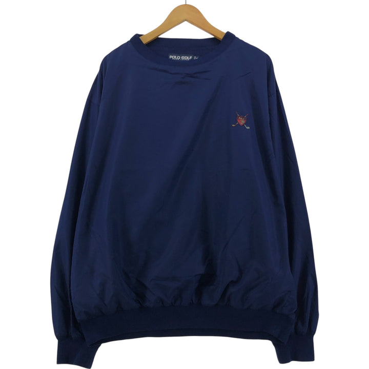 90'S Ralph Lauren POLO GOLF Warm-up pullover for men, size XL polyester navy blue type Vintage Second Hand