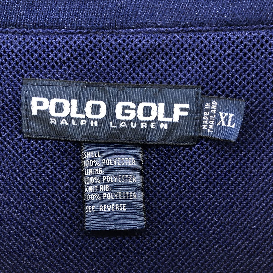 90'S Ralph Lauren POLO GOLF Warm-up pullover for men, size XL polyester navy blue type Vintage Second Hand