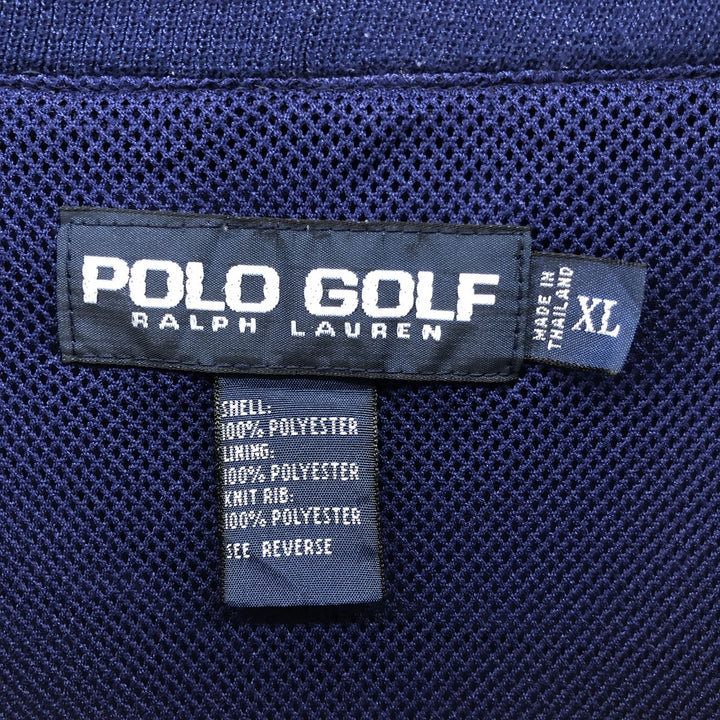 90'S Ralph Lauren POLO GOLF Warm-up pullover for men, size XL polyester navy blue type Vintage Second Hand