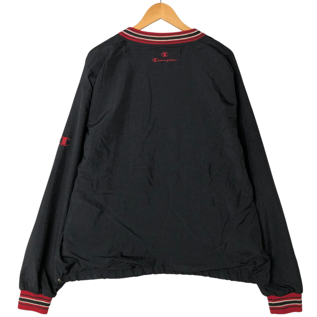 90'S Champion V-neck nylon pullover, men's size L, vintage Nylon black type Vintage Second Hand