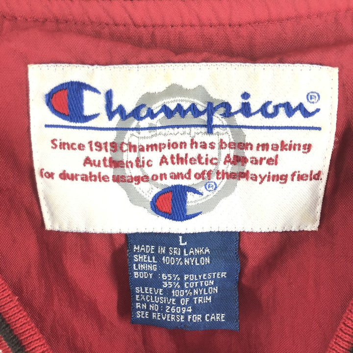 90'S Champion V-neck nylon pullover, men's size L, vintage Nylon black type Vintage Second Hand