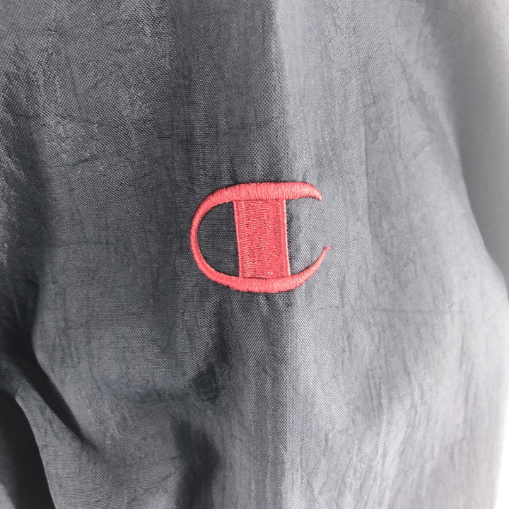 90'S Champion V-neck nylon pullover, men's size L, vintage Nylon black type Vintage Second Hand