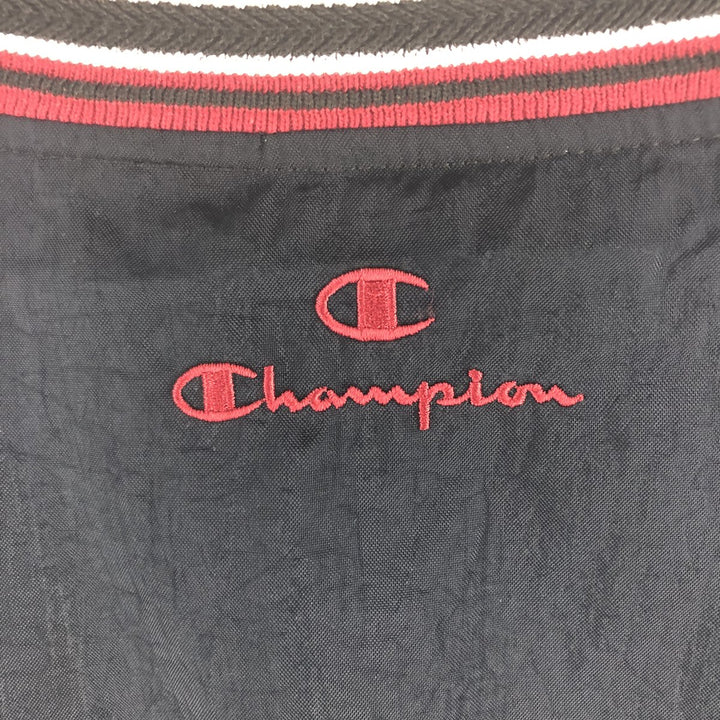 90'S Champion V-neck nylon pullover, men's size L, vintage Nylon black type Vintage Second Hand
