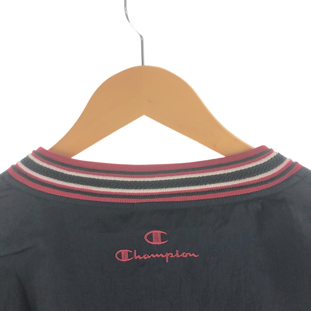 90'S Champion V-neck nylon pullover, men's size L, vintage Nylon black type Vintage Second Hand