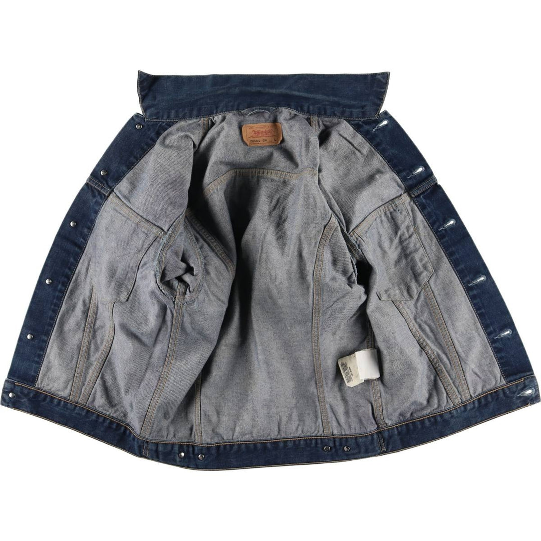 Dark blue 00'S Levi's 70500-0401 Euro model denim jacket, denim jacket, men's size L cotton blue type Vintage Second Hand
