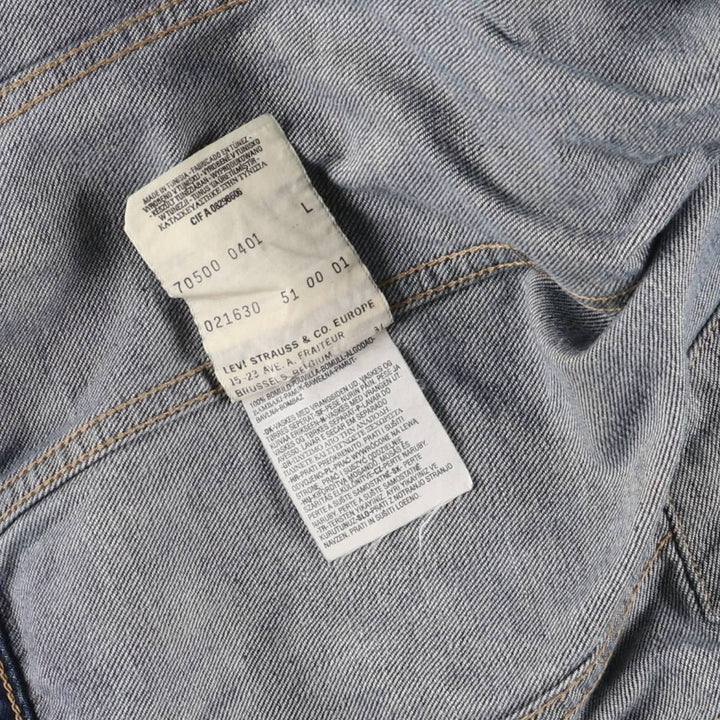 Dark blue 00'S Levi's 70500-0401 Euro model denim jacket, denim jacket, men's size L cotton blue type Vintage Second Hand