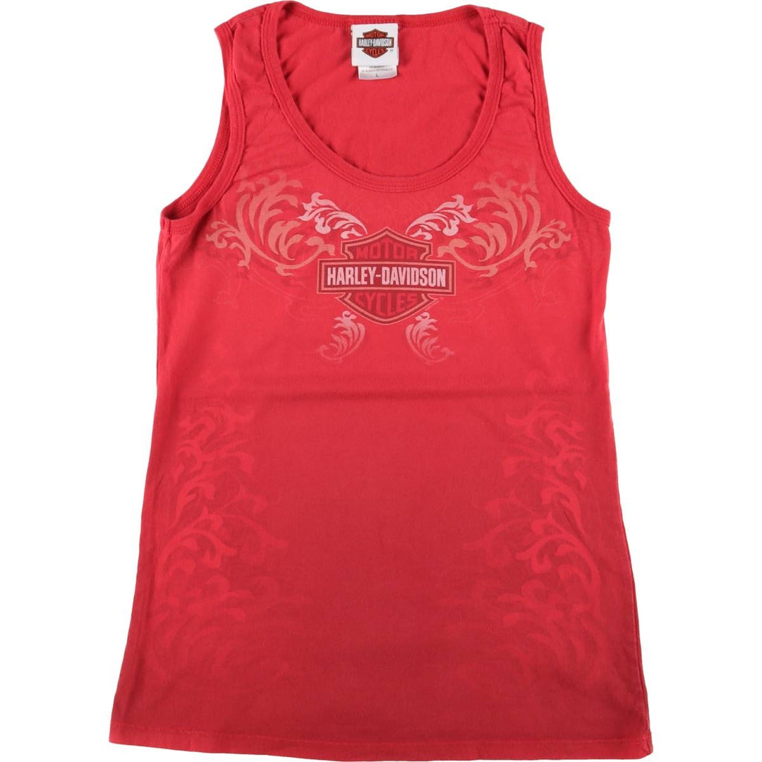 Harley-Davidson Tank Top Made in USA Women's Size L cotton red type Vintage Second Hand