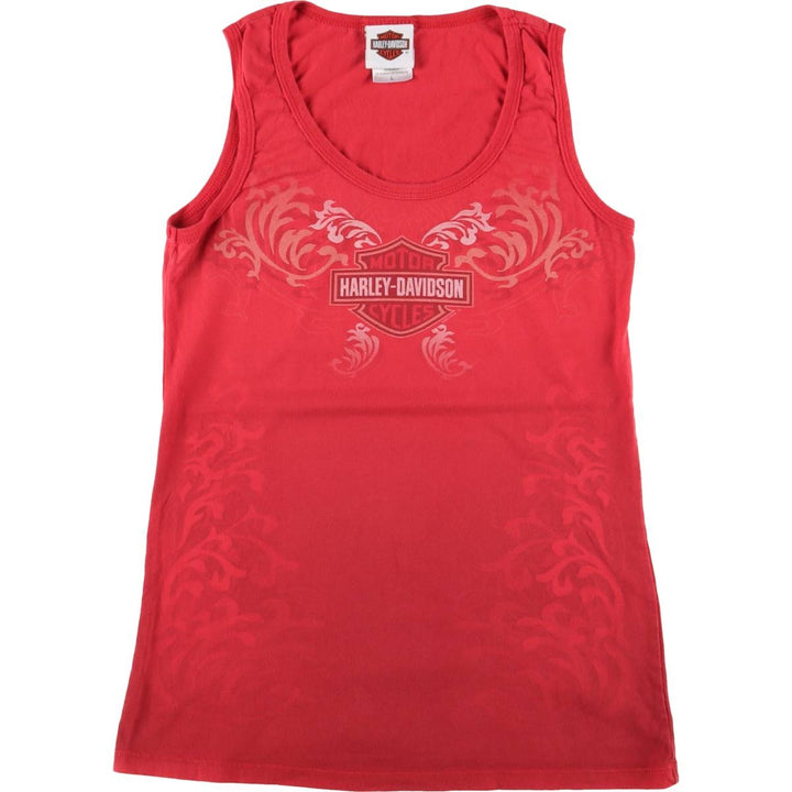 Harley-Davidson Tank Top Made in USA Women's Size L cotton red type Vintage Second Hand