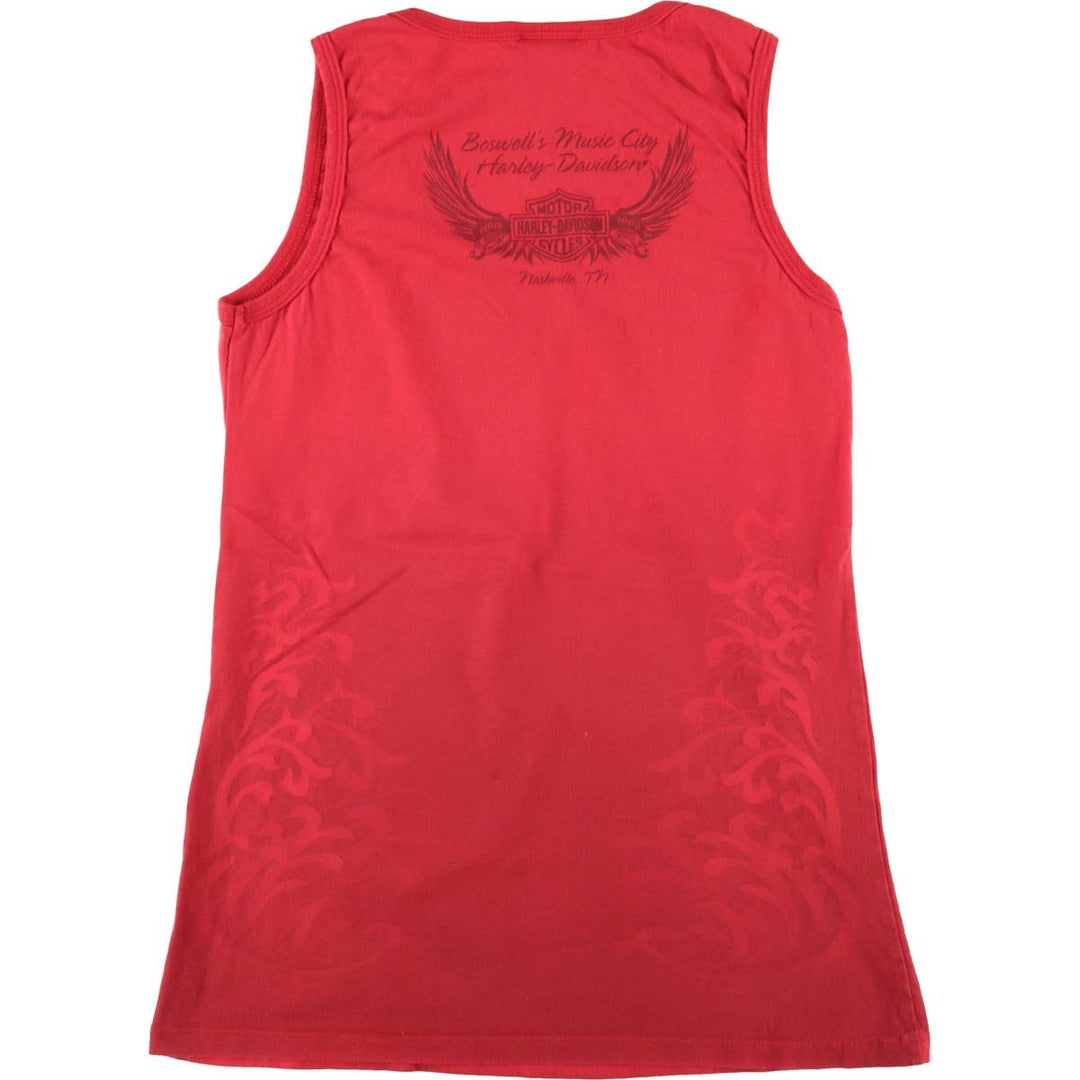 Harley-Davidson Tank Top Made in USA Women's Size L cotton red type Vintage Second Hand