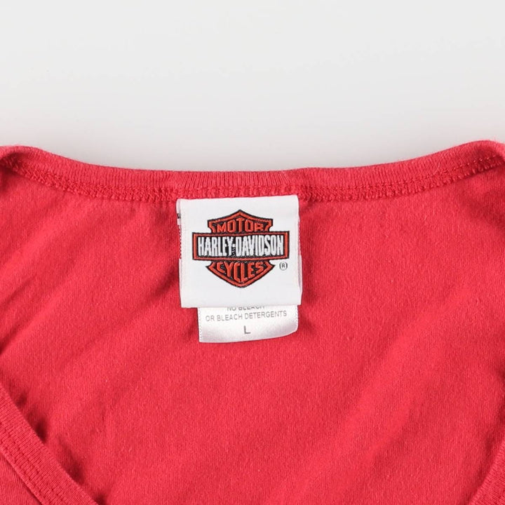 Harley-Davidson Tank Top Made in USA Women's Size L cotton red type Vintage Second Hand