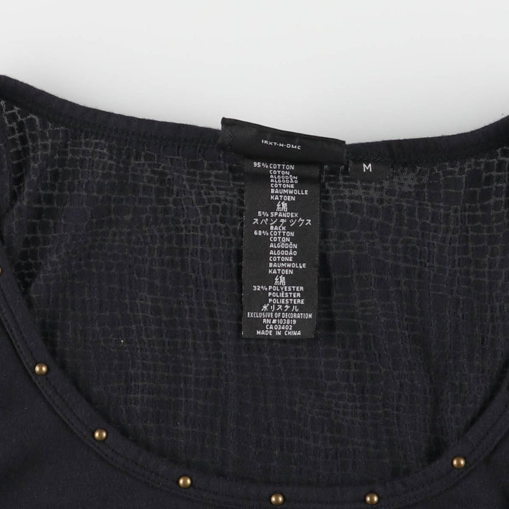 Harley-Davidson Studded Tank Top with Openwork Pattern, Women's Size M cotton black type Vintage Second Hand