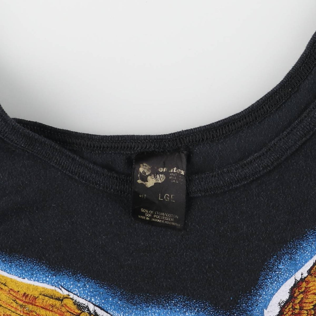 Harley Davidson Eagle Pattern Skull Pattern Tank Top Made in Canada Women's L Size Vintage cotton black type Vintage Second Hand