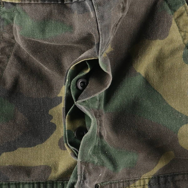 80'S Key Camouflage Pattern Woodland Camo Double Knee Overalls Women's XL (w32) Vintage unclear Khaki type Vintage Second Hand