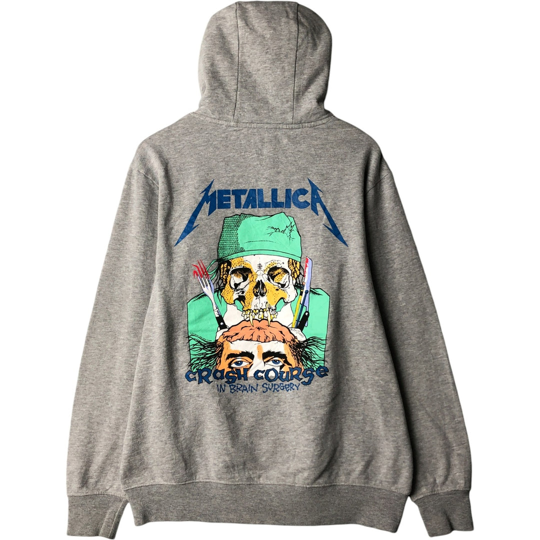 METALLICA Skull Pattern Band Sweat Pullover Hoodie Men's L size cotton gray type Vintage Second Hand