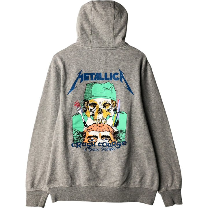 METALLICA Skull Pattern Band Sweat Pullover Hoodie Men's L size cotton gray type Vintage Second Hand