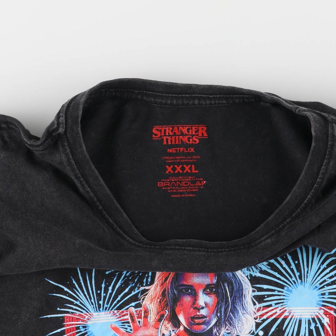 Big size STRANGER THINGS Stranger Things movie T-shirt for men, equivalent to XXXL cotton black type Vintage Second Hand