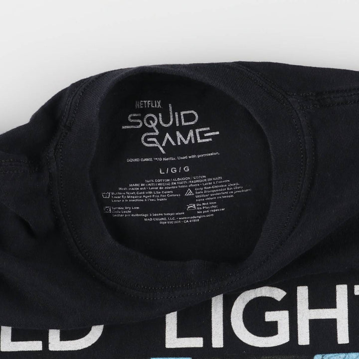 Squid Game Movie T-shirt for men (size L) cotton black type Vintage Second Hand