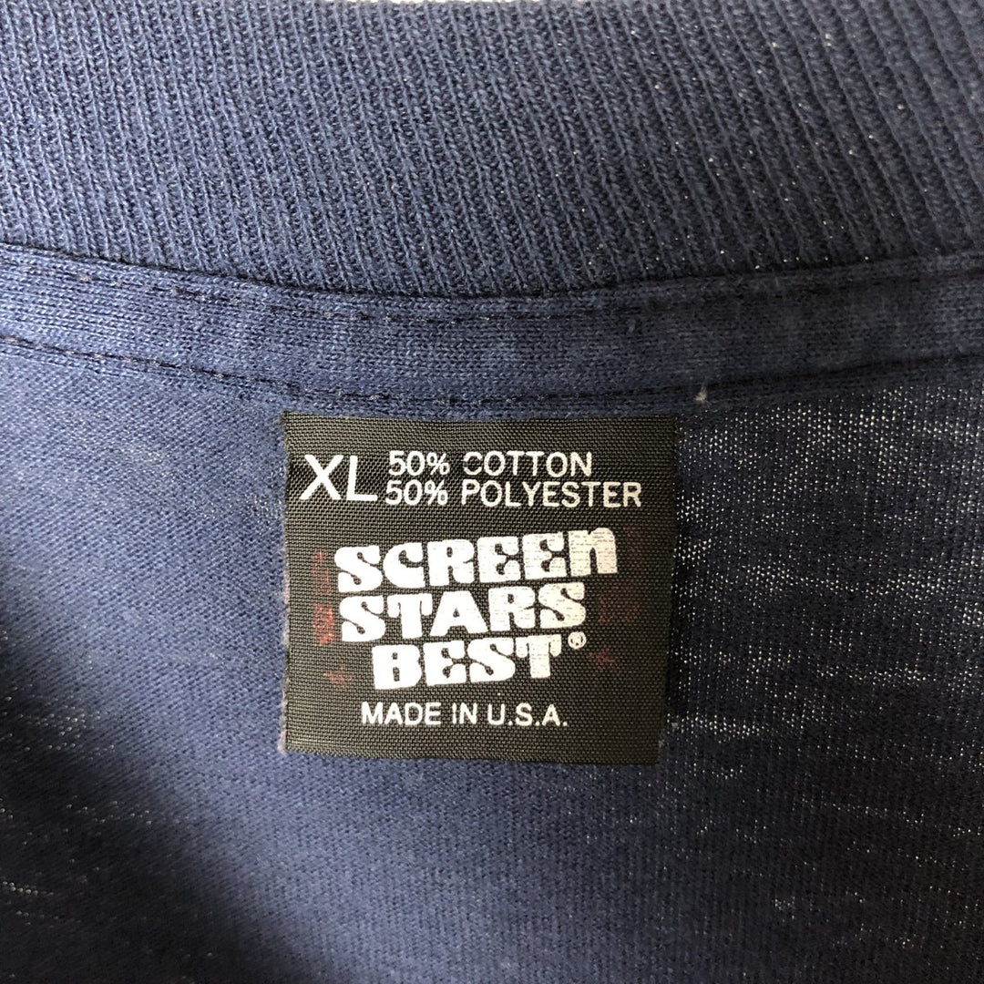 90'S SCREEN STARS Advertising T-shirt Made in USA Men's XL Vintage cotton navy blue type Vintage Second Hand
