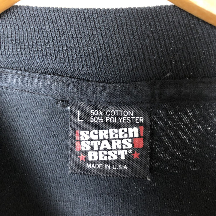 90'S SCREEN STARS Advertising T-shirt Made in USA Men's L Vintage cotton black type Vintage Second Hand