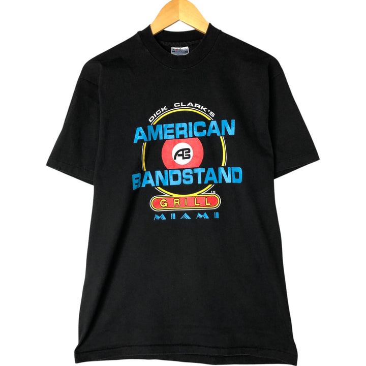 90'S Hanes Fifty-Fifty Blue Tag Advertising T-Shirt Made in USA Men's L Size Vintage cotton black type Vintage Second Hand