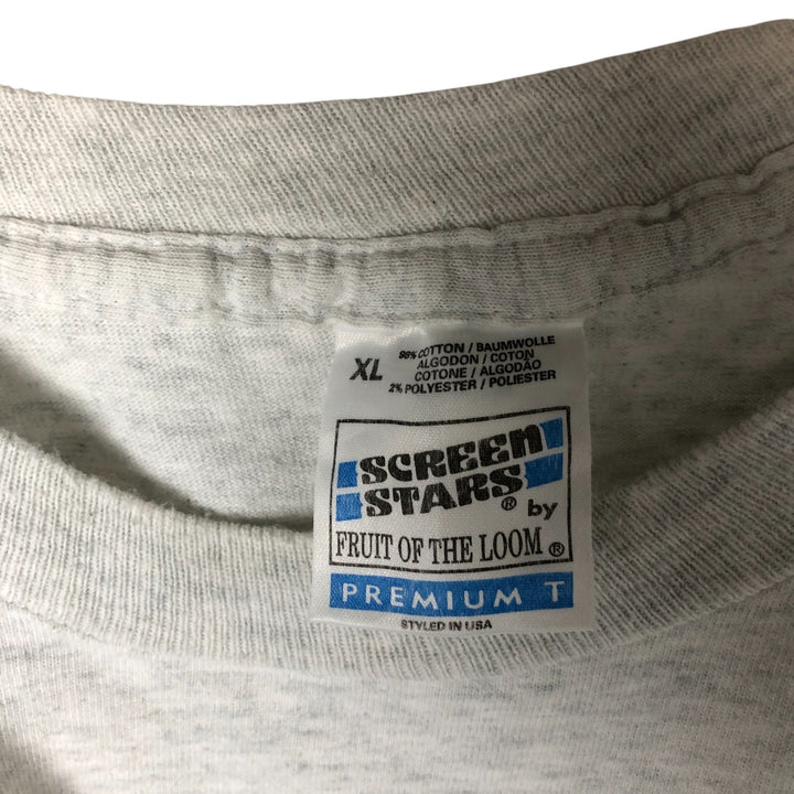90'S Screen Stars Fruit of the Loom Back Print Advertising T-Shirt Made in USA Men's XL cotton gray type Vintage Second Hand