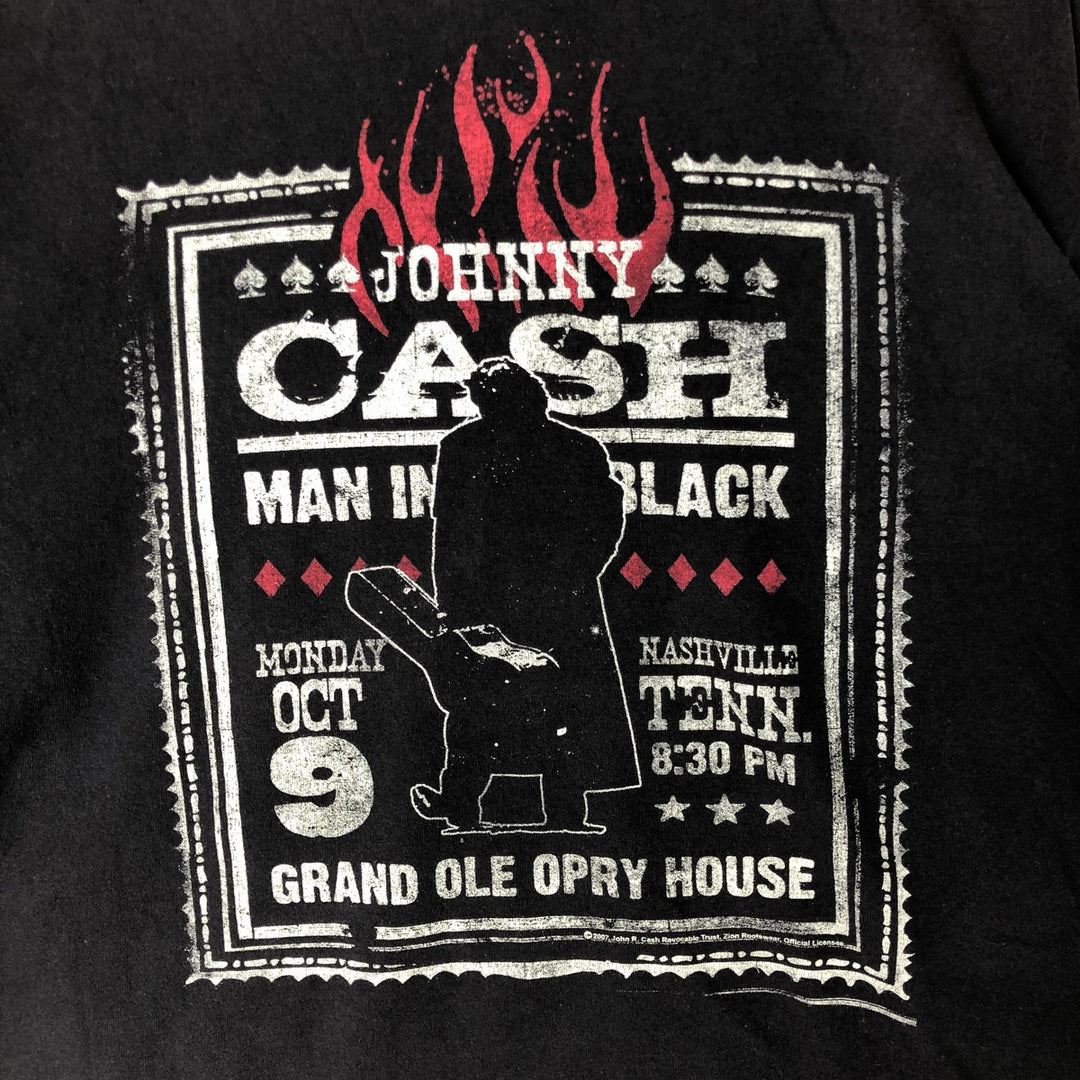 ZION JOHNNY CASH Johnny Cash Band T-shirt Band T Men's L size cotton black type Vintage Second Hand