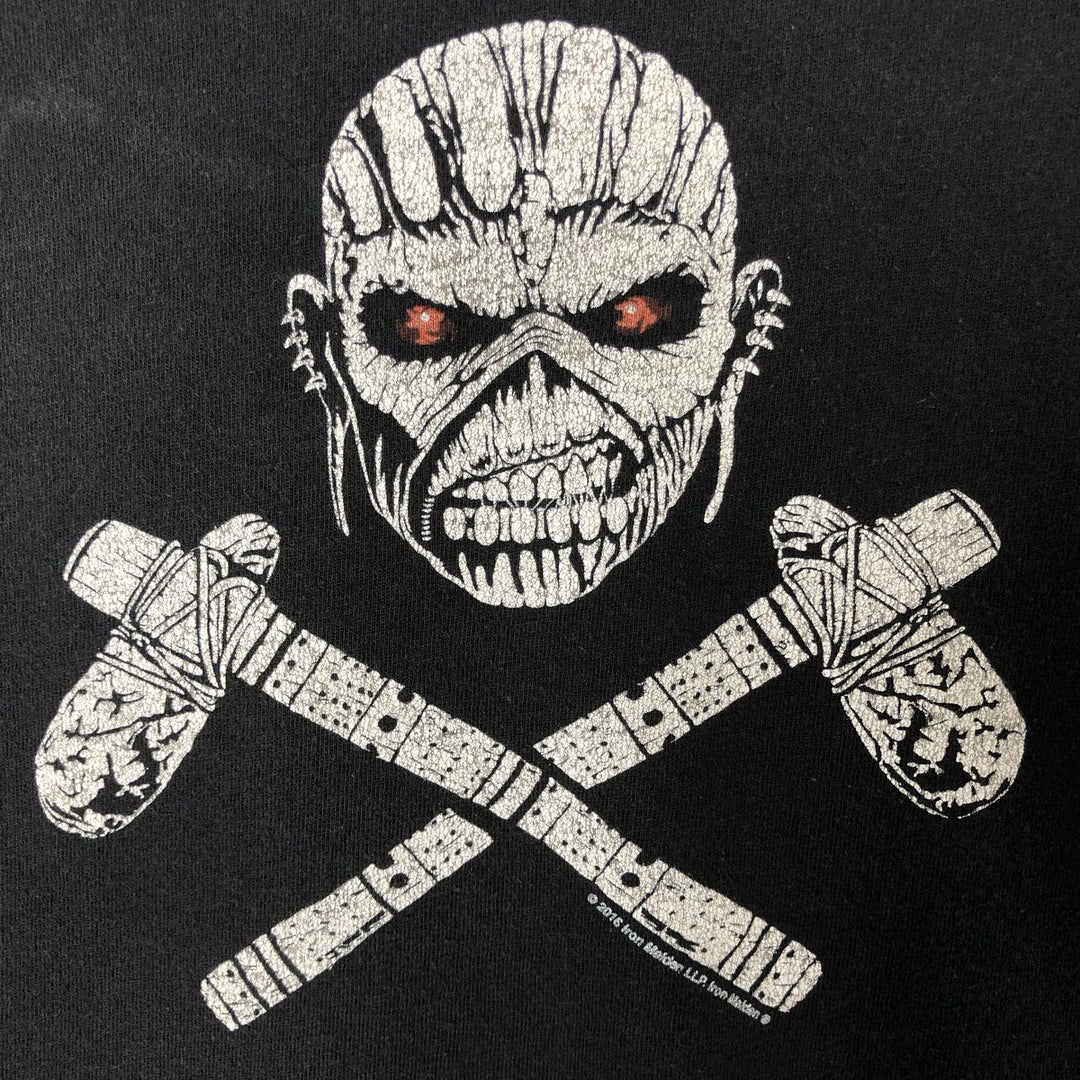 Pacific IRON MAIDEN Iron Maiden Skull Pattern Band T-shirt Band Tee Men's XL cotton black type Vintage Second Hand