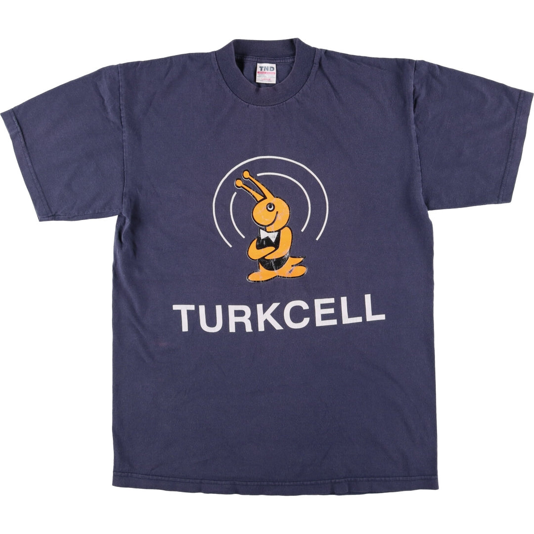 00'S TNT TURKCELL Turkcell Advertising T-shirt Men's L size cotton navy blue type Vintage Second Hand