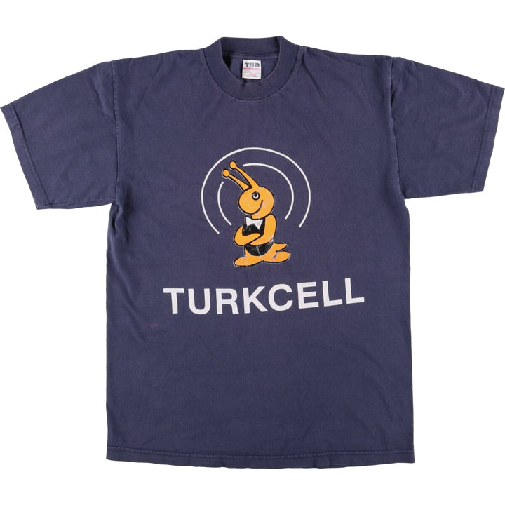 00'S TNT TURKCELL Turkcell Advertising T-shirt Men's L size cotton navy blue type Vintage Second Hand