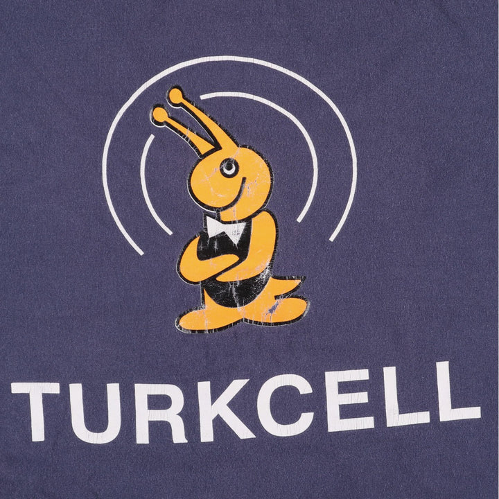 00'S TNT TURKCELL Turkcell Advertising T-shirt Men's L size cotton navy blue type Vintage Second Hand