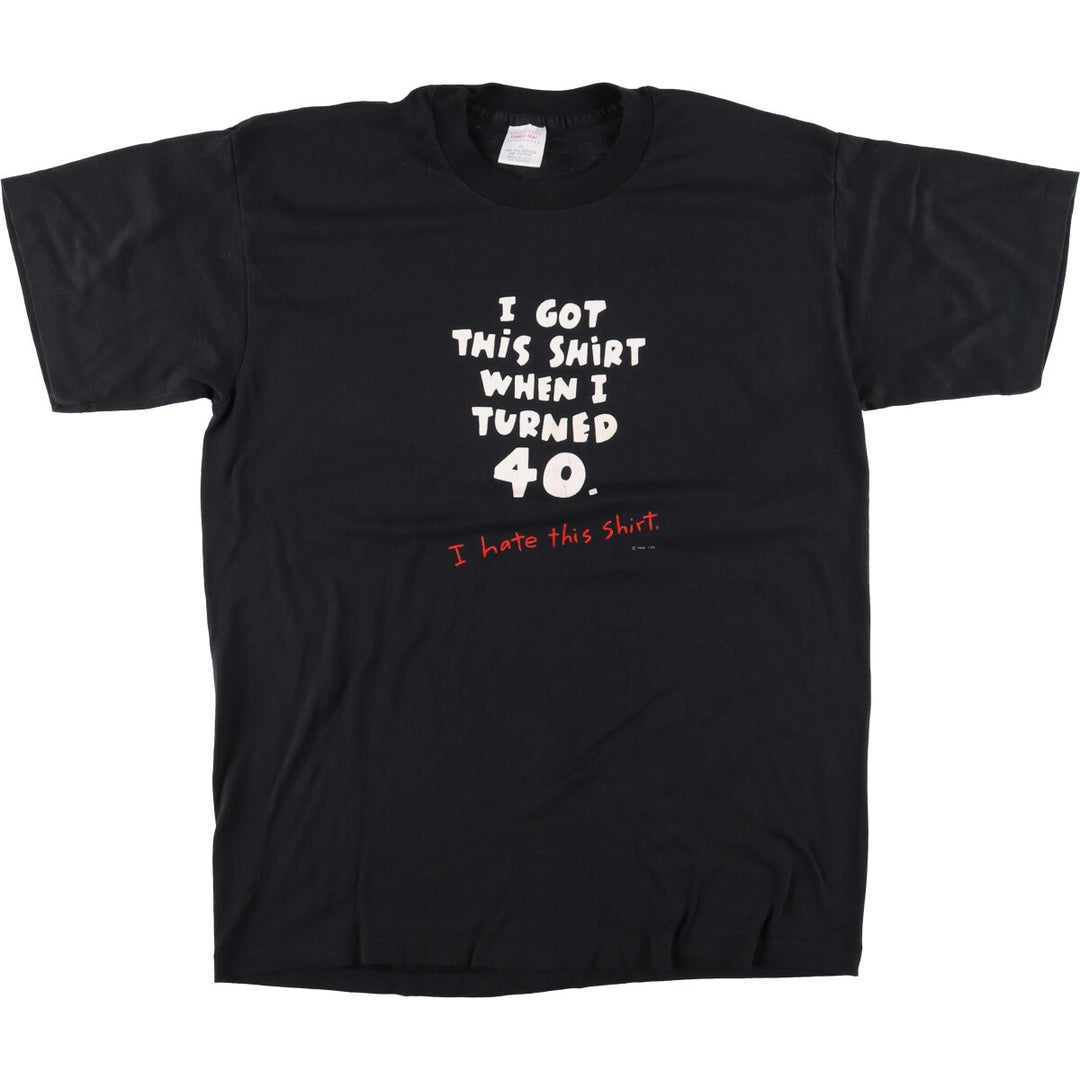 90'S CENTER STAR Message Print T-shirt Made in USA Men's XL Vintage cotton black type Vintage Second Hand