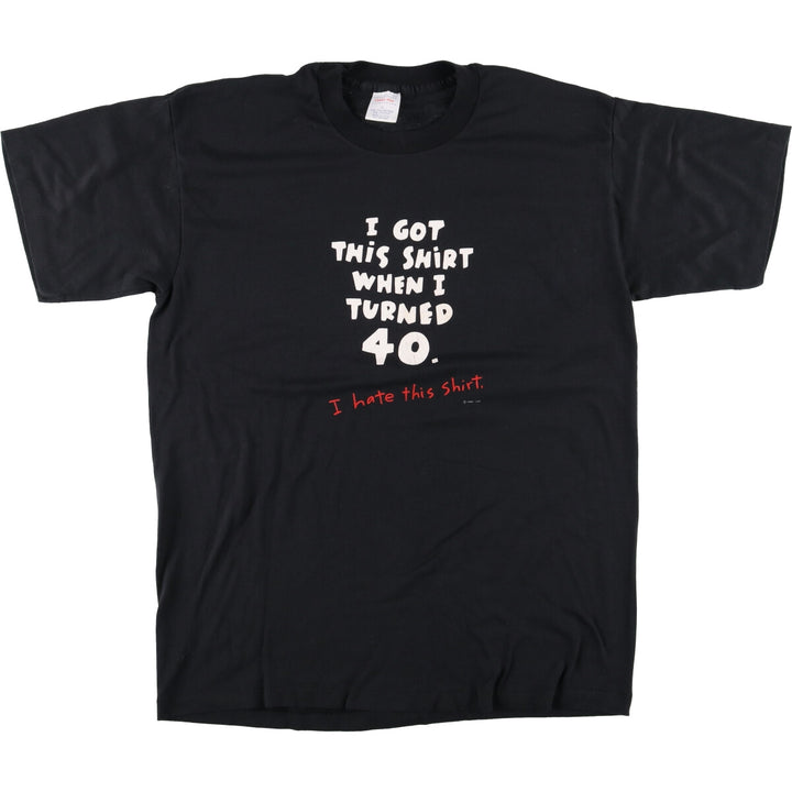 90'S CENTER STAR Message Print T-shirt Made in USA Men's XL Vintage cotton black type Vintage Second Hand