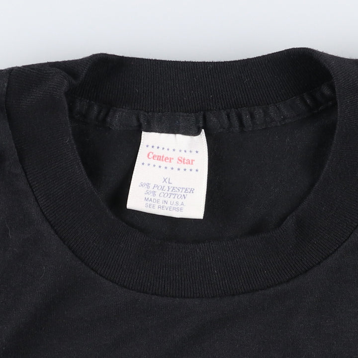 90'S CENTER STAR Message Print T-shirt Made in USA Men's XL Vintage cotton black type Vintage Second Hand