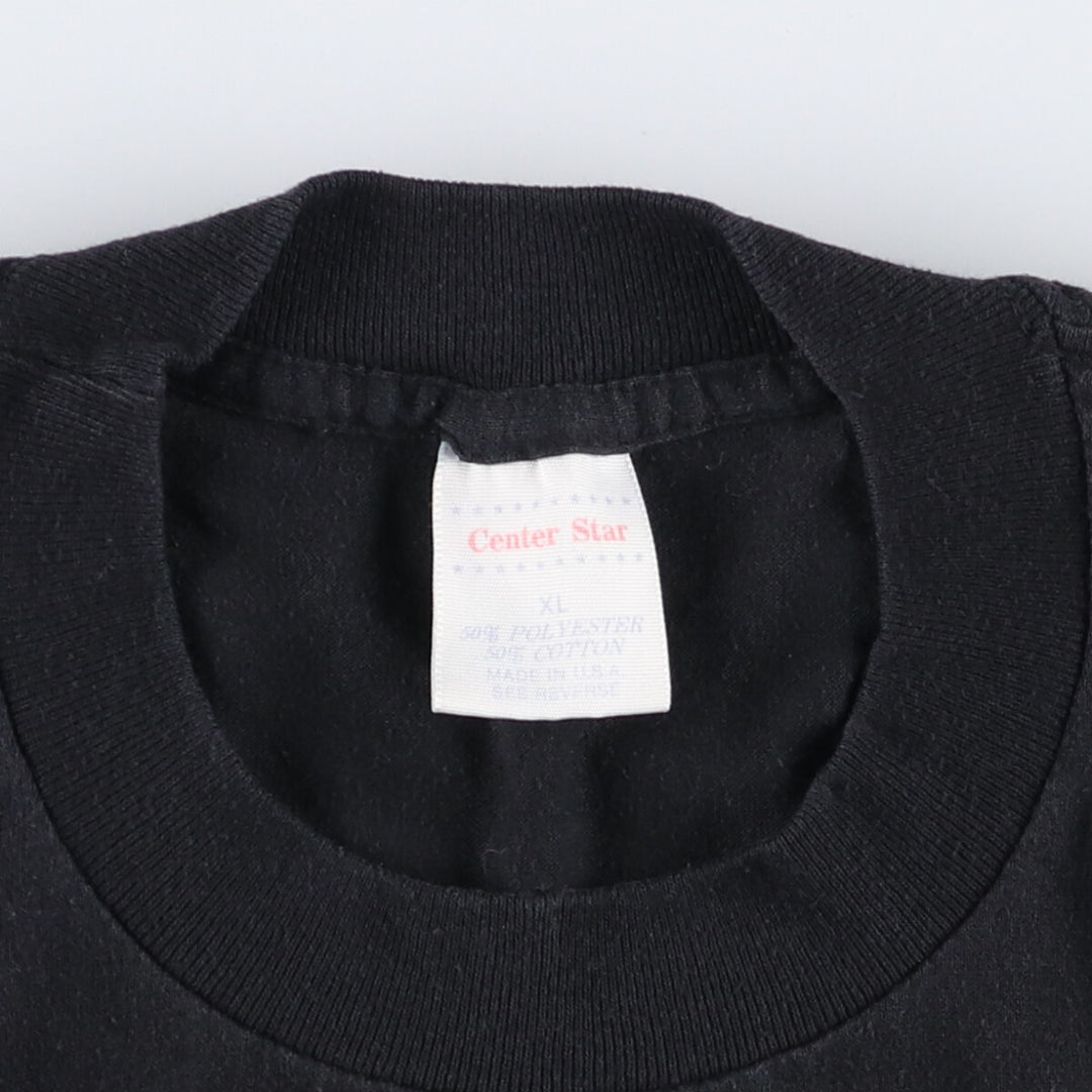 90'S CENTER STAR Message Print T-shirt Made in USA Men's XL Vintage cotton black type Vintage Second Hand