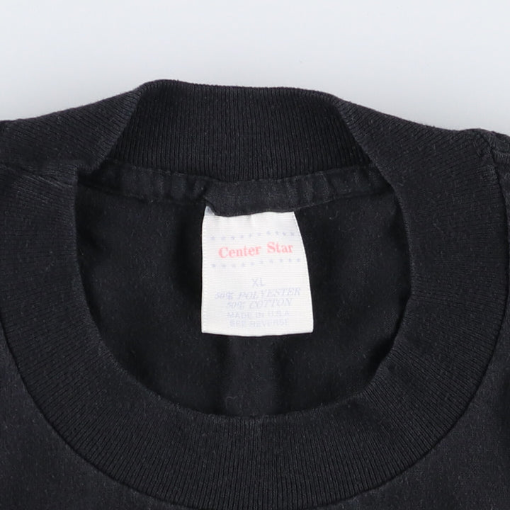 90'S CENTER STAR Message Print T-shirt Made in USA Men's XL Vintage cotton black type Vintage Second Hand