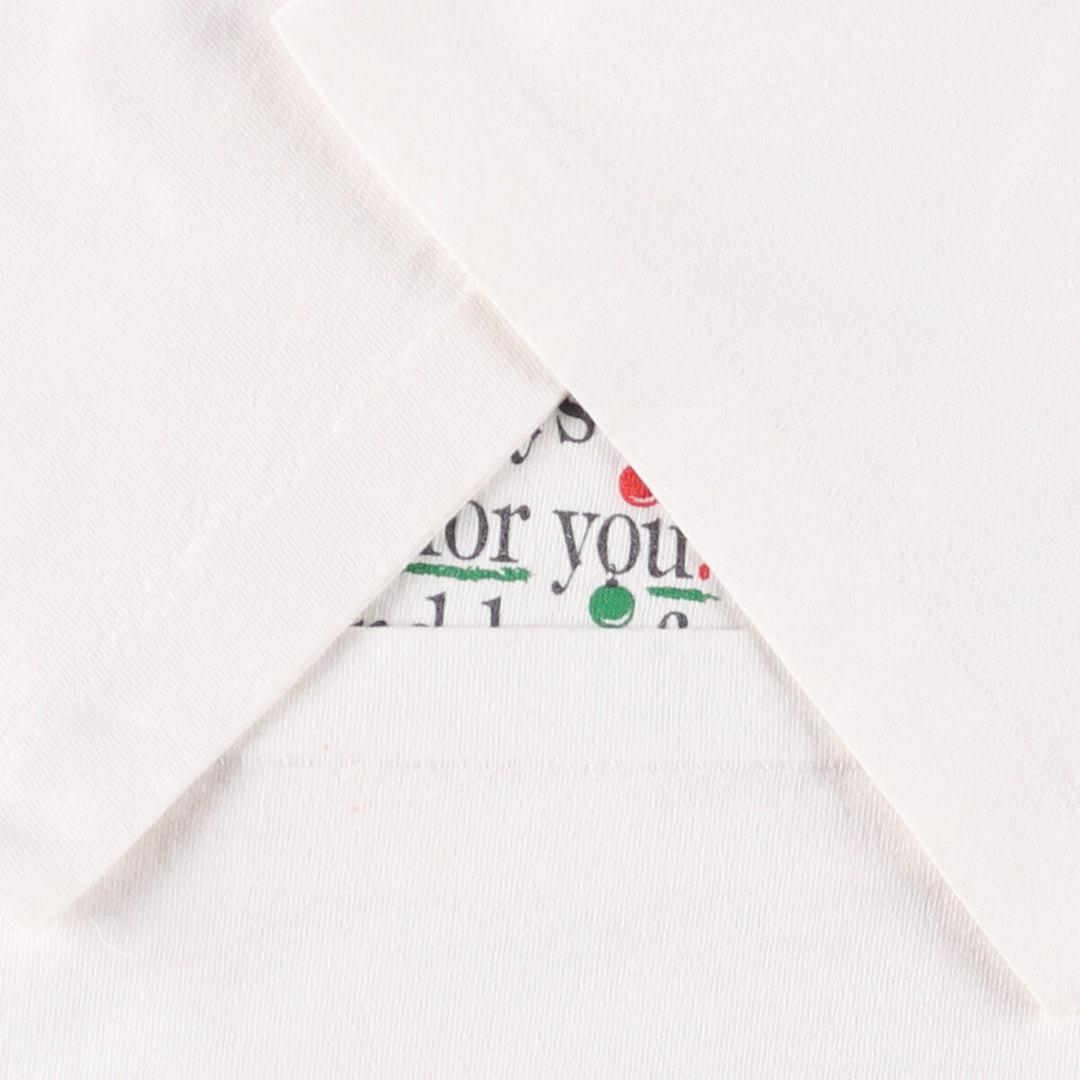 90'S PHILADELPHIA T-SHIRT MUSEUM Message Print T-shirt Made in USA Men's L size Vintage cotton white type Vintage Second Hand