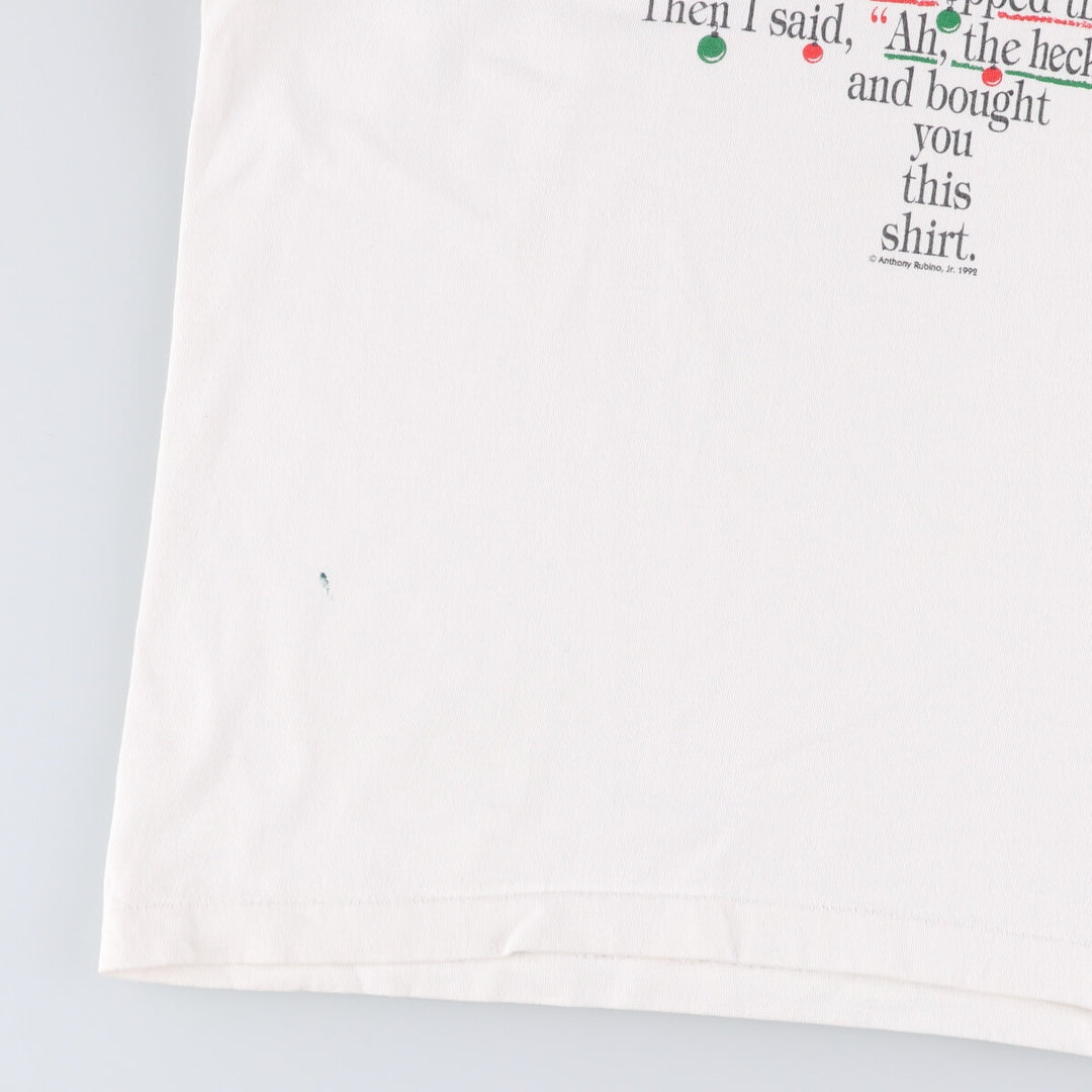 90'S PHILADELPHIA T-SHIRT MUSEUM Message Print T-shirt Made in USA Men's L size Vintage cotton white type Vintage Second Hand