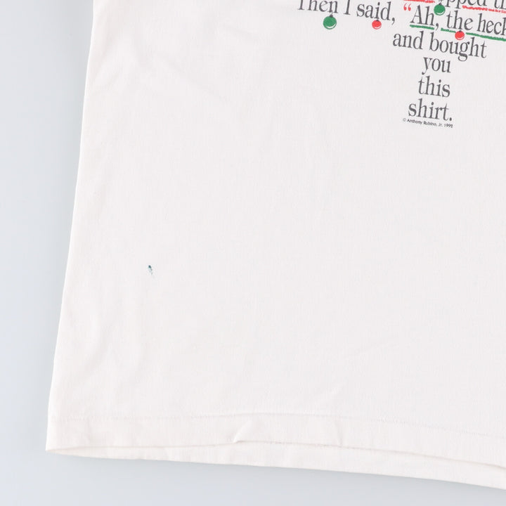 90'S PHILADELPHIA T-SHIRT MUSEUM Message Print T-shirt Made in USA Men's L size Vintage cotton white type Vintage Second Hand