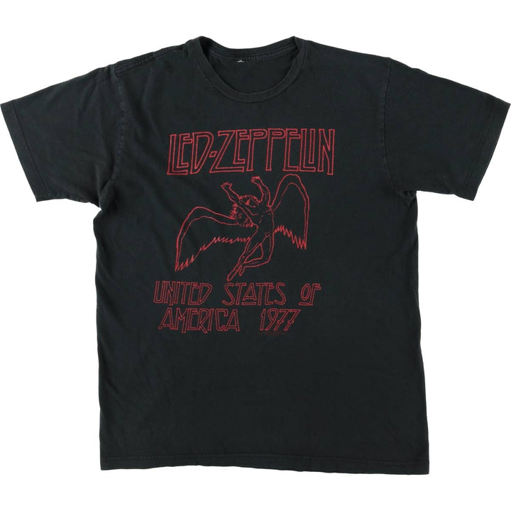LED ZEPPELIN Led Zeppelin Band T-shirt Band T Men's M size unclear black type Vintage Second Hand
