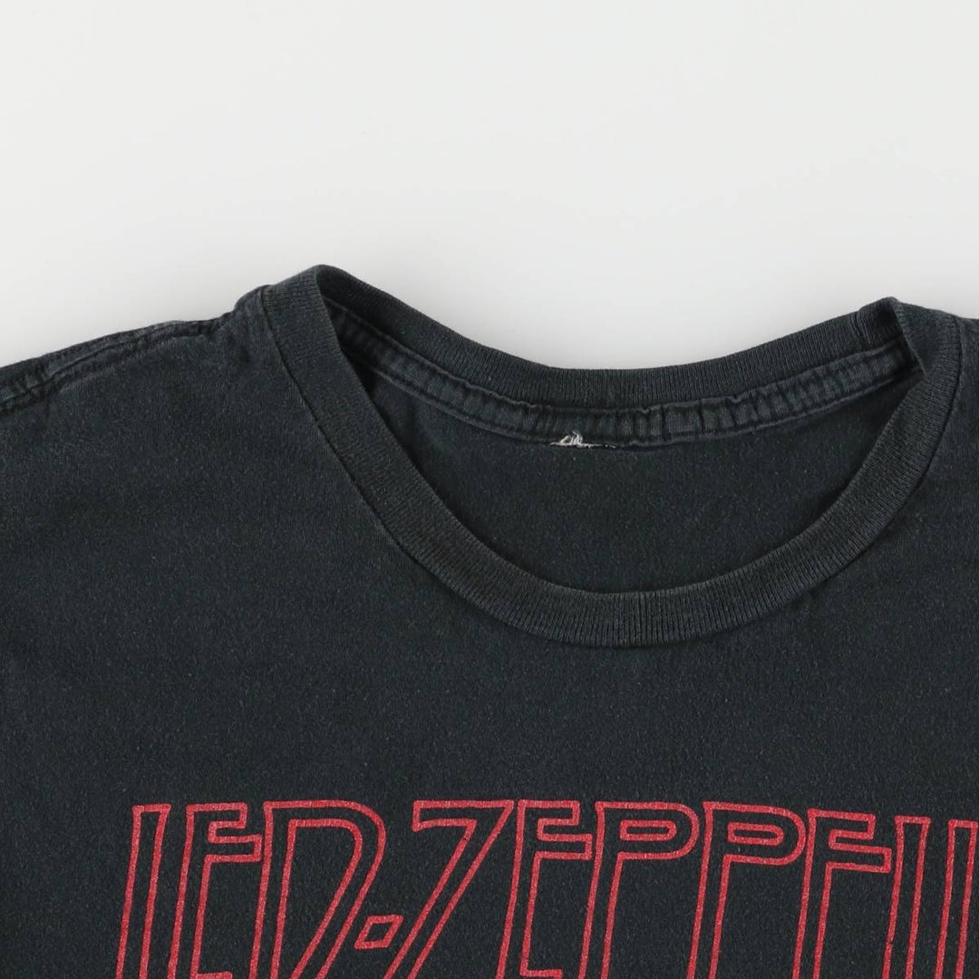 LED ZEPPELIN Led Zeppelin Band T-shirt Band T Men's M size unclear black type Vintage Second Hand