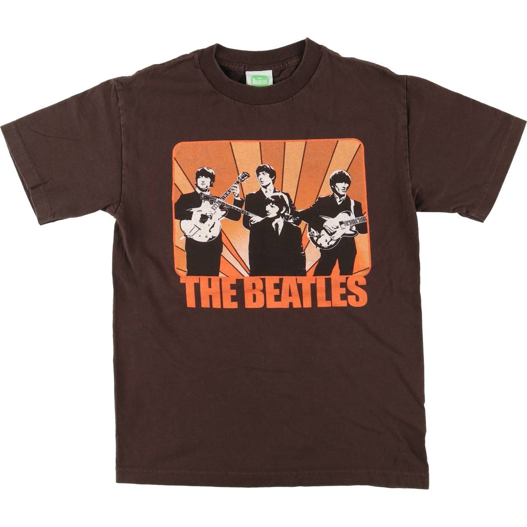 THE BEATLES Band T-shirt, Made in USA, Men's S size cotton brown type Vintage Second Hand