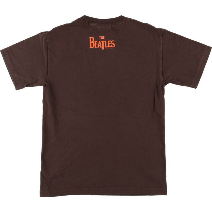 THE BEATLES Band T-shirt, Made in USA, Men's S size cotton brown type Vintage Second Hand