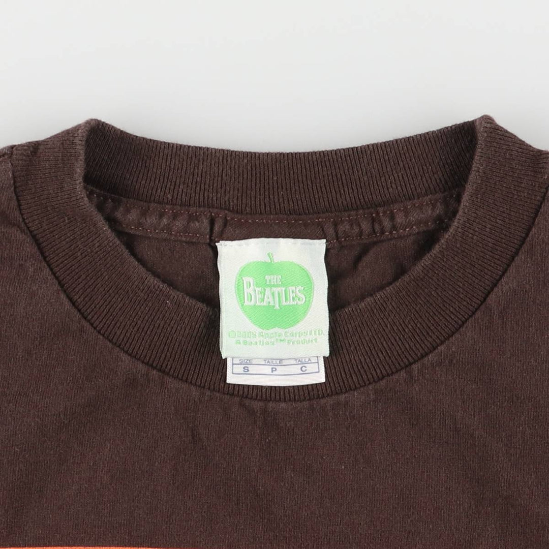 THE BEATLES Band T-shirt, Made in USA, Men's S size cotton brown type Vintage Second Hand