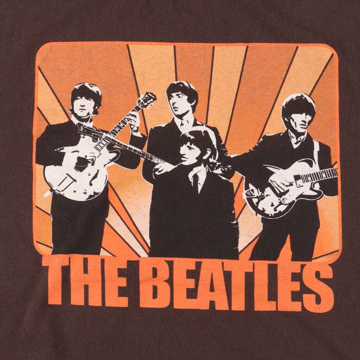 THE BEATLES Band T-shirt, Made in USA, Men's S size cotton brown type Vintage Second Hand