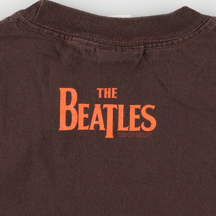 THE BEATLES Band T-shirt, Made in USA, Men's S size cotton brown type Vintage Second Hand