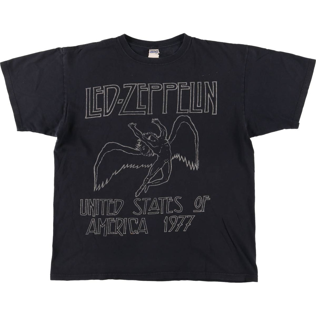 Anvil LED ZWPPELIN Led Zeppelin Band T-Shirt Band Tee Men's L size cotton black type Vintage Second Hand