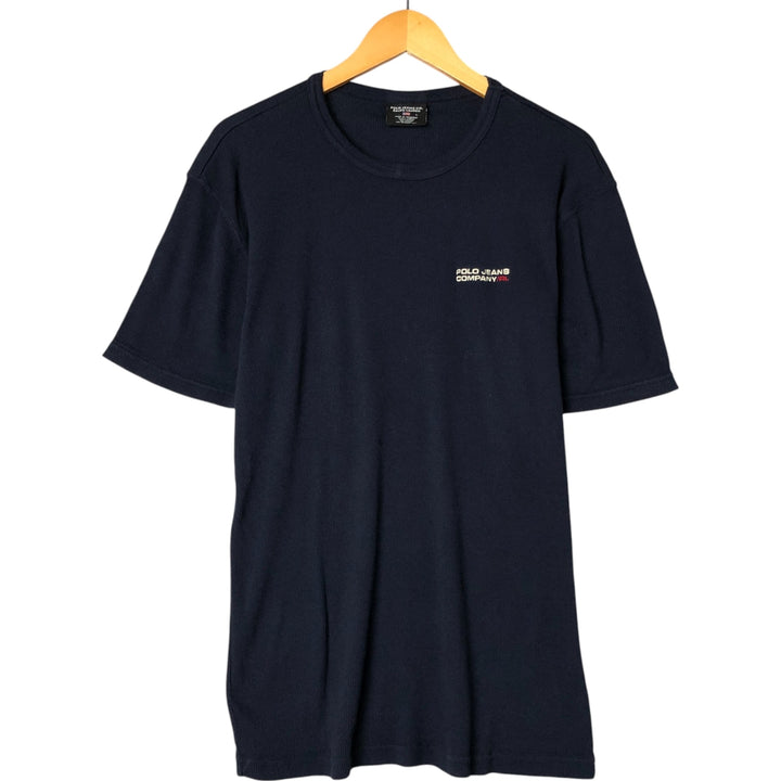 00'S Ralph Lauren POLO JEANS COMPANY short sleeve logo T-shirt men's size L cotton navy blue type Vintage Second Hand